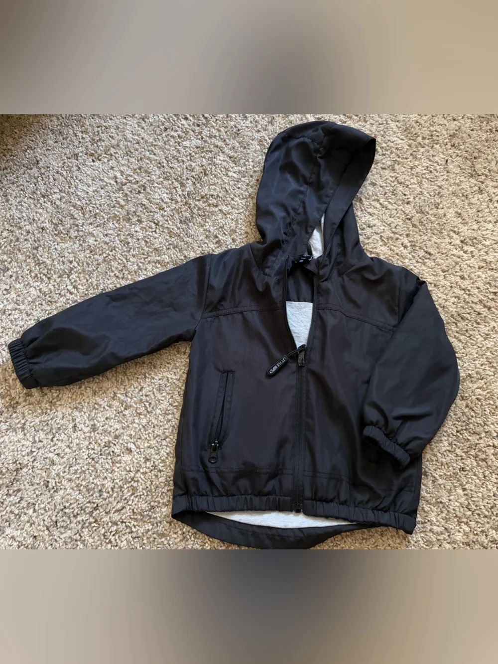 Black Hooded Windbreaker Jacket